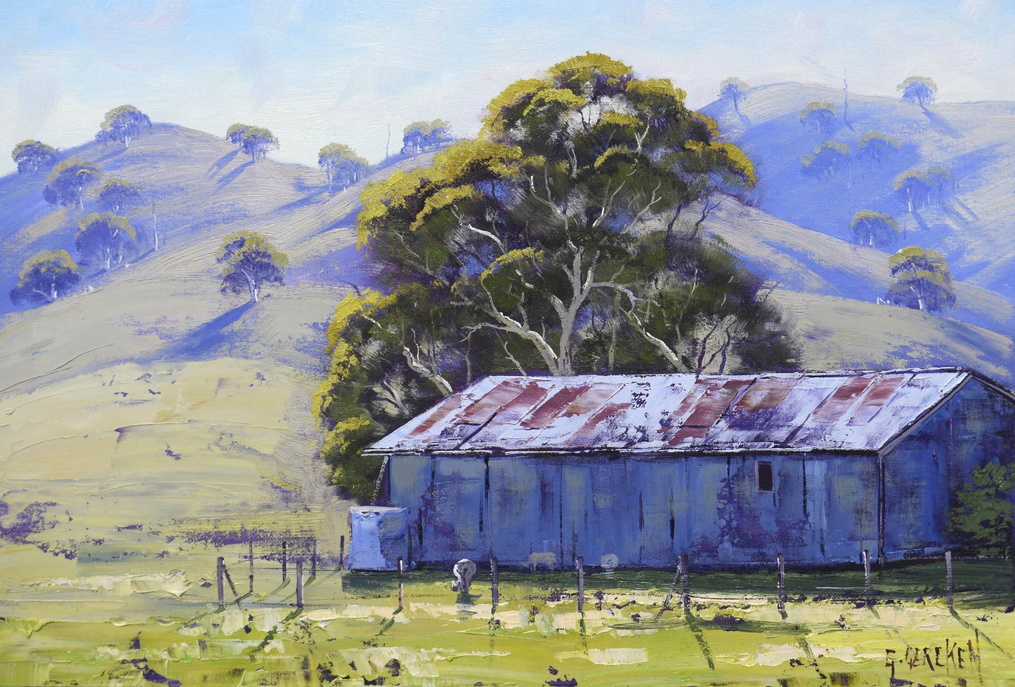 Mudgee Farm Shed Framed Oil Painting | Original Australian Rural Landscape Art by Graham Gercken