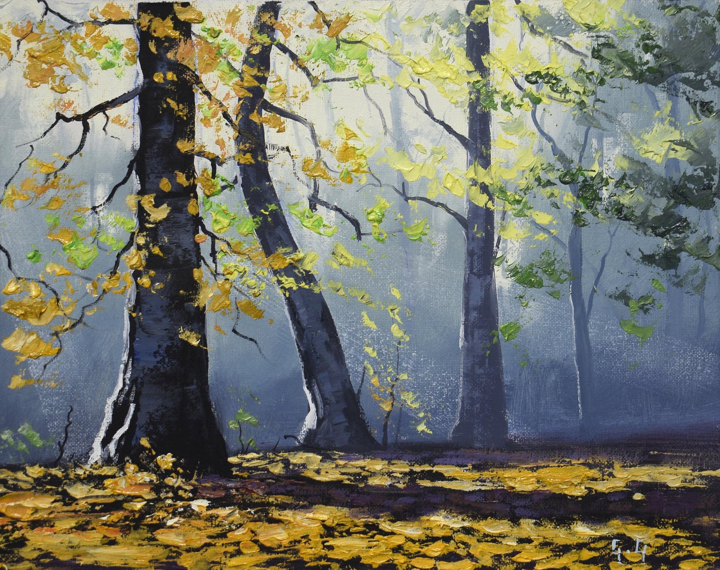 Graham Gercken Original Woodland Oil Painting Autumn Forest Trees Framed 15x12