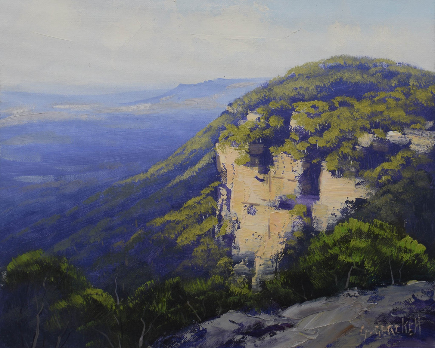 The Blue Mountains,  Katoomba framed oil painting by Graham Gercken