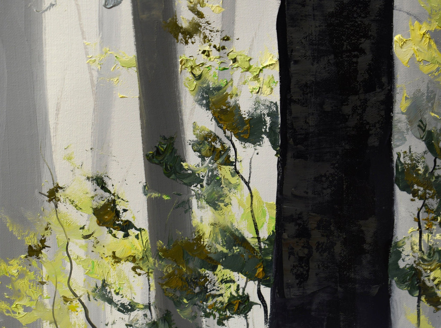 Sunlit Misty Forest – Large Original Woodland Oil Painting (30 x 40")