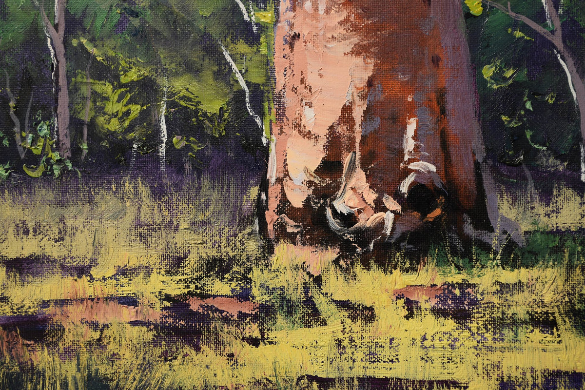 Sydney Coastal Red Gum tree Australian Landscape Framed oil painting G. Gercken