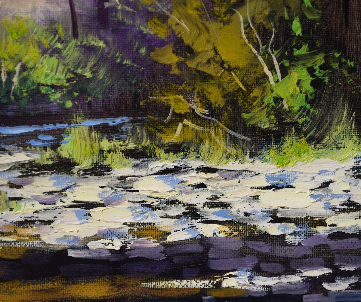 Sunlit Coxs River Sheoaks – Framed Original 8x10 Oil Painting