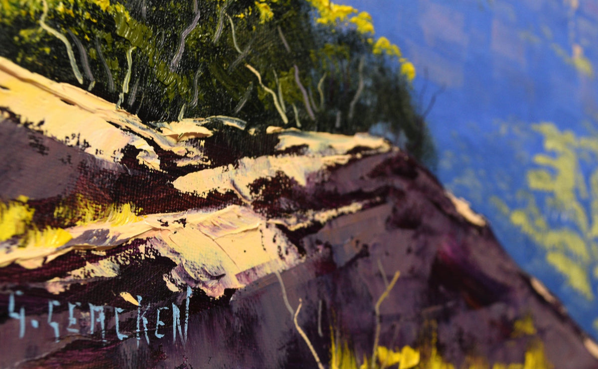 Framed Original Oil Painting of The Three Sisters – Blue Mountains Landscape by Graham Gercken