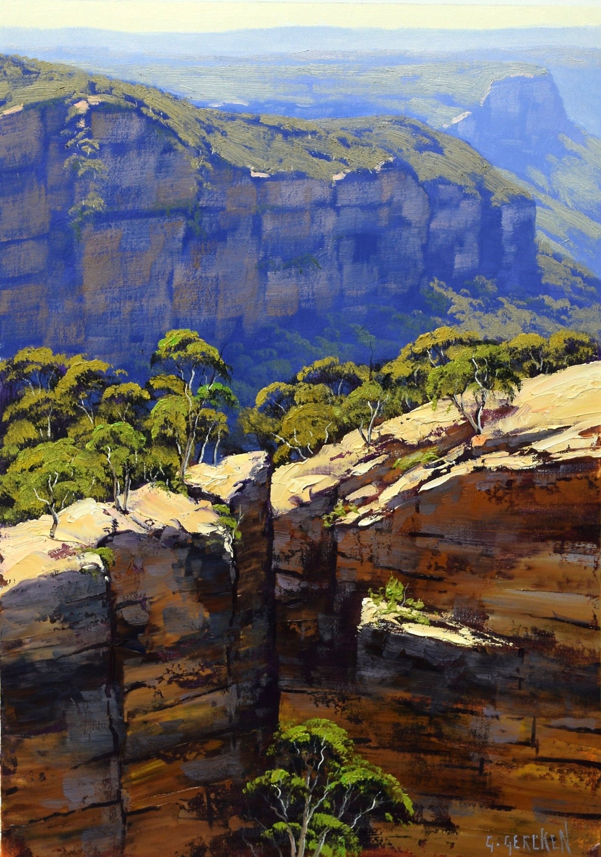 Original Blue Mountains Landscape Blackheath Oil Painting Framed