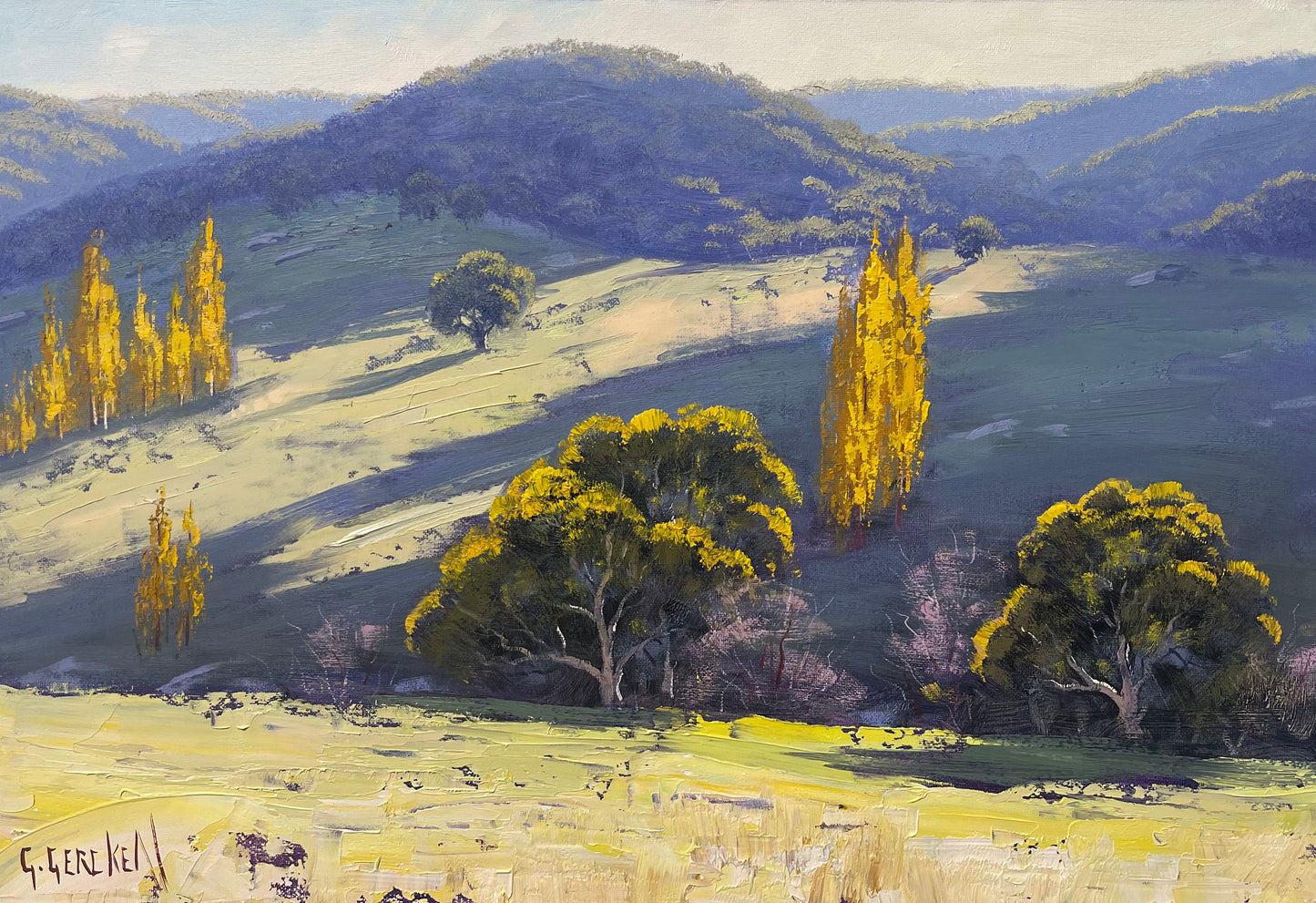 Autumn Shadows, Tarana NSW – Framed Original Australian Landscape Oil Painting