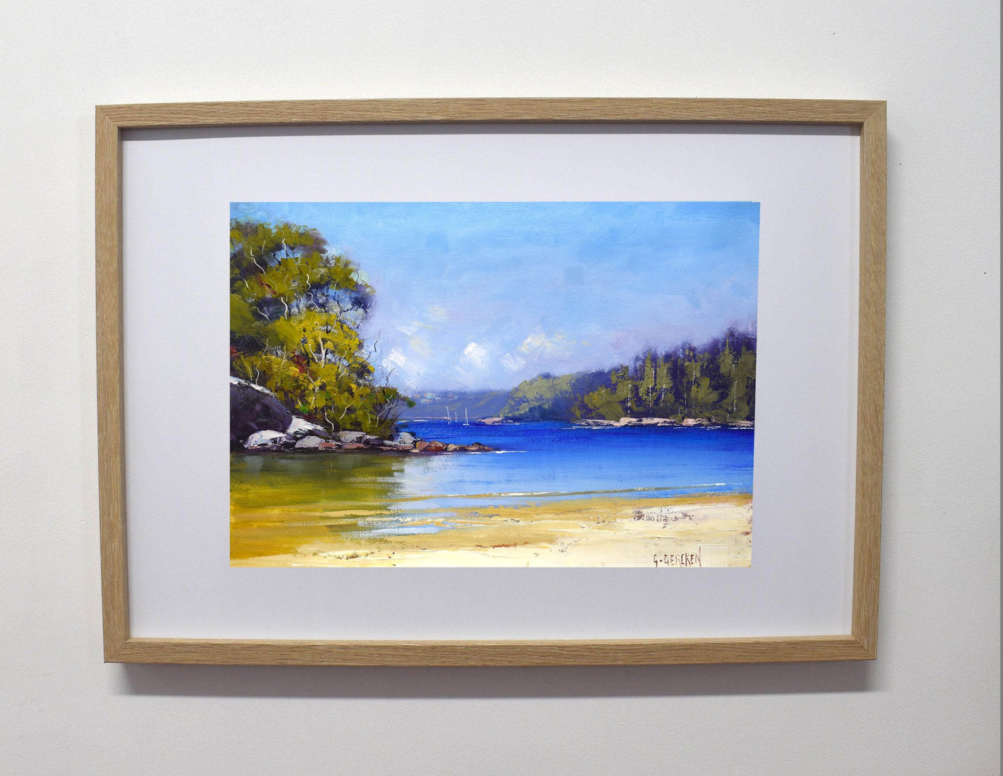 Framed Sydney Harbour Beach Painting