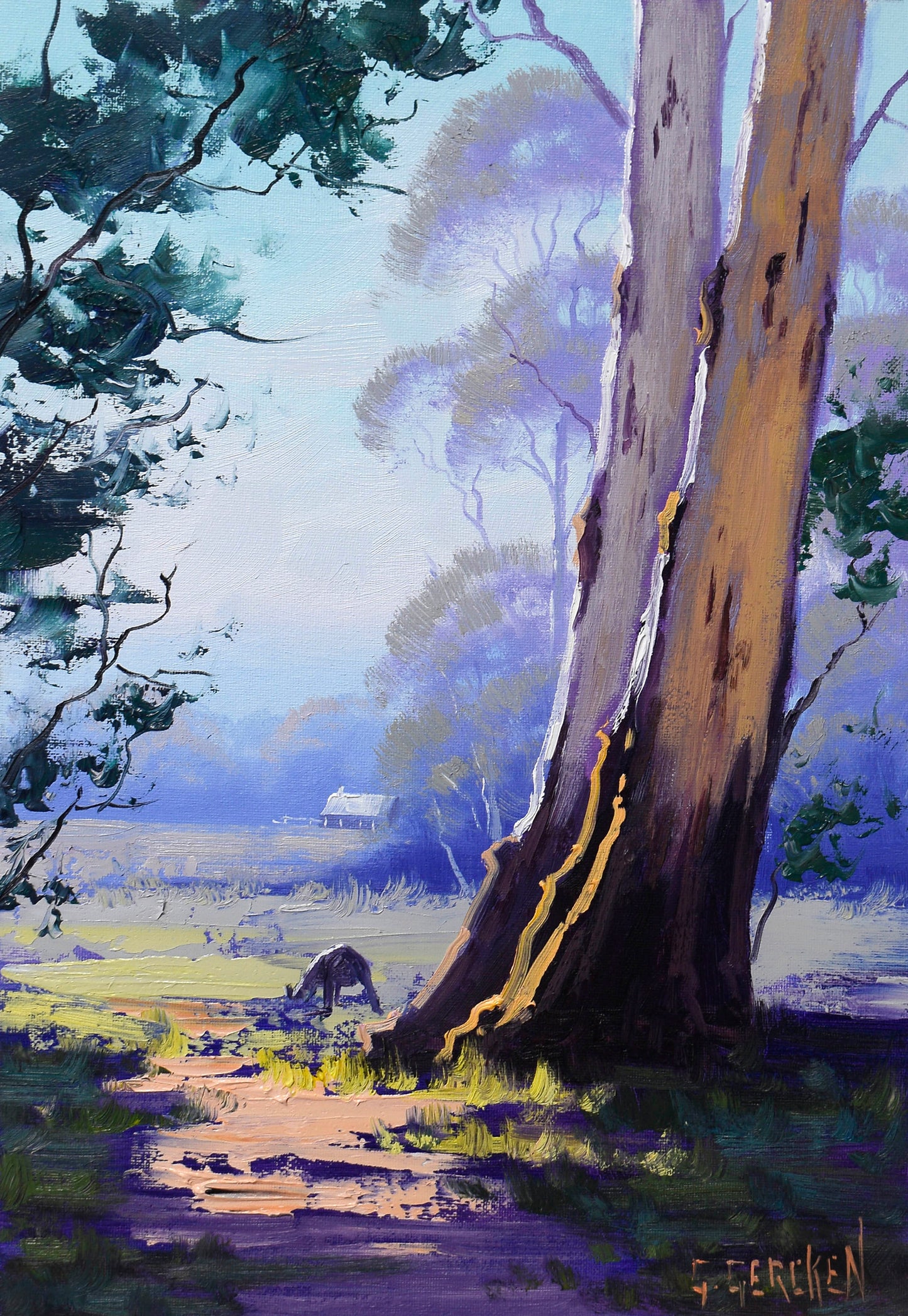 Original Gum Tree Oil Painting | Framed Australian Landscape Wall Art