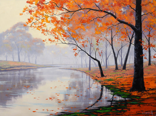 Original oil painting of Australian autumn landscape by Graham Gercken