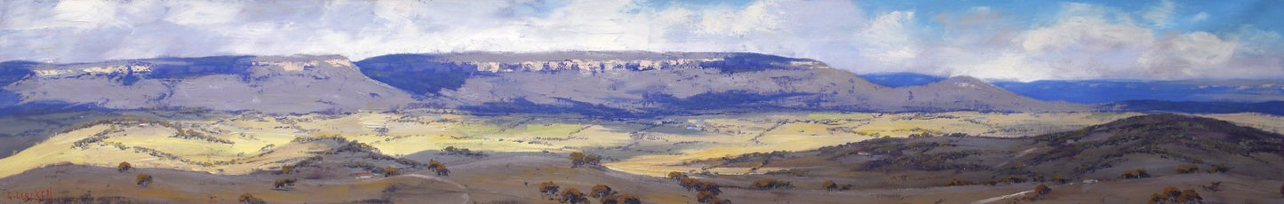 Large Blue mountains Vista Painting |  Original oil on Canvas