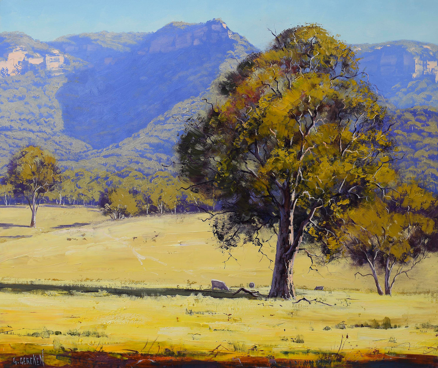 Share Gum tree Summer Australian Landscape Capertee Valley nsw Original oil Painting