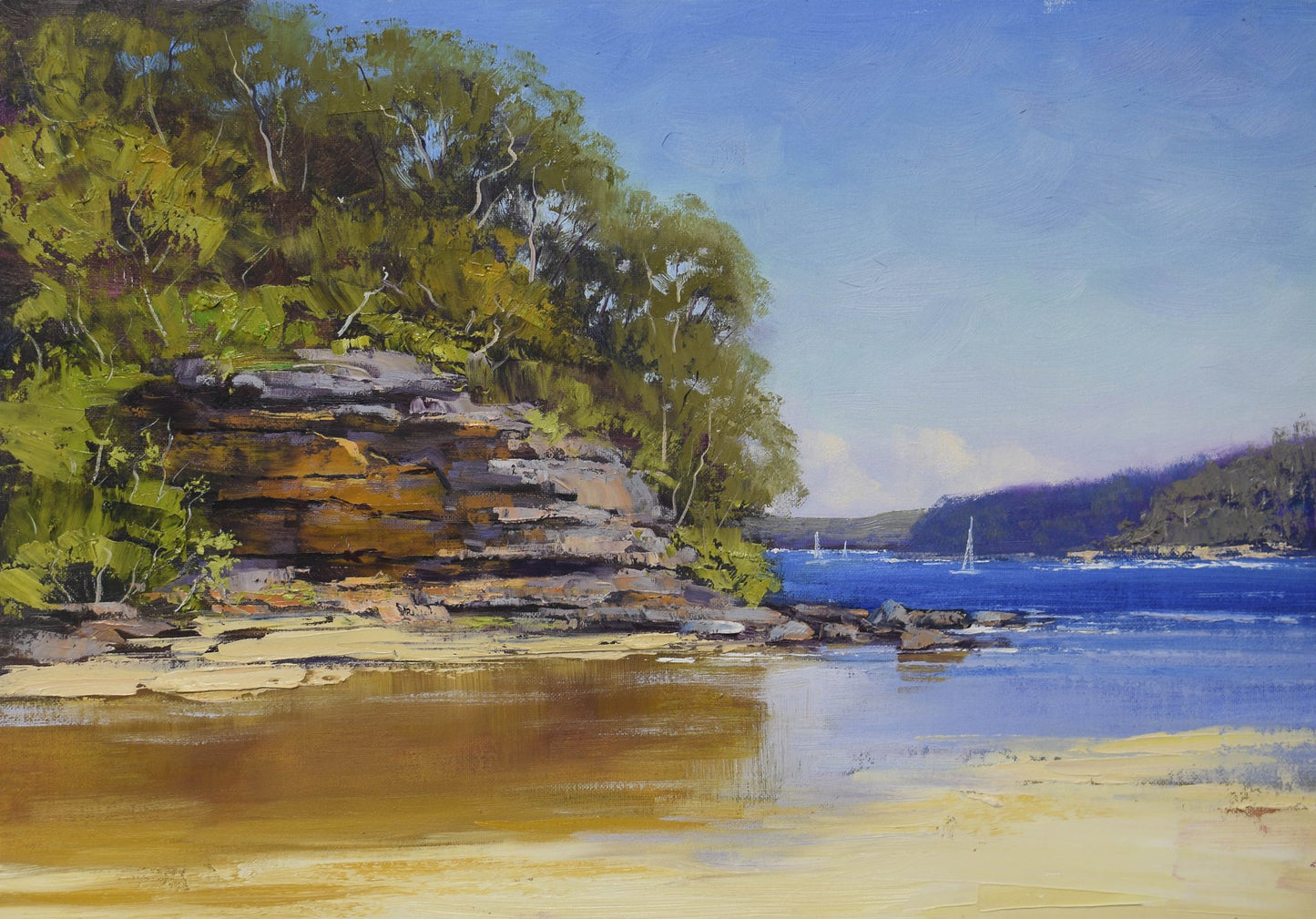 Original Oil Painting of Collins Beach Sydney Harbour