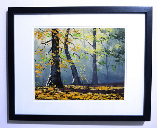 Graham Gercken Original Woodland Oil Painting Autumn Forest Trees Framed 15x12