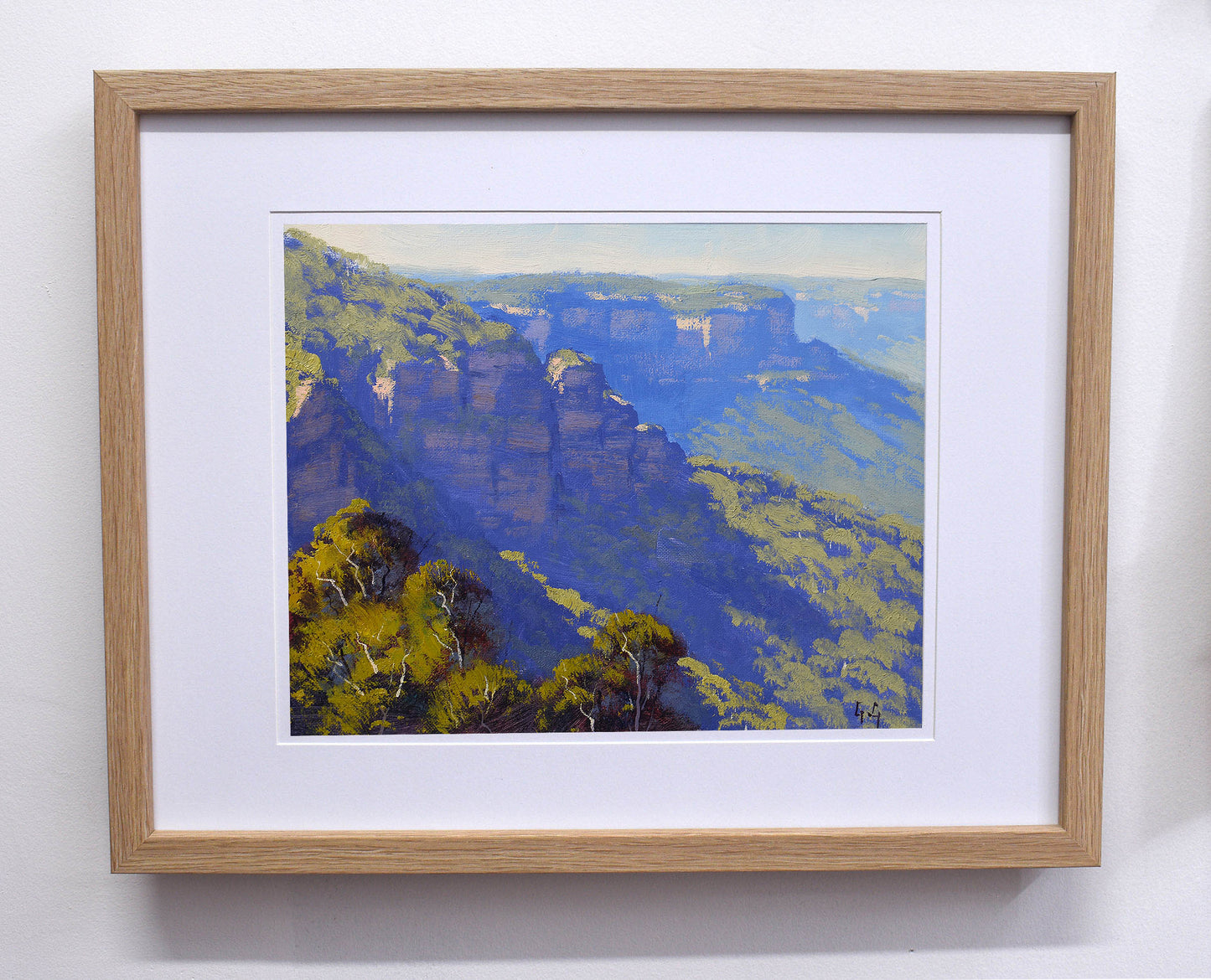 Blue Mountains Original framed oil Painting Katoomba Cliffs by Graham Gercken