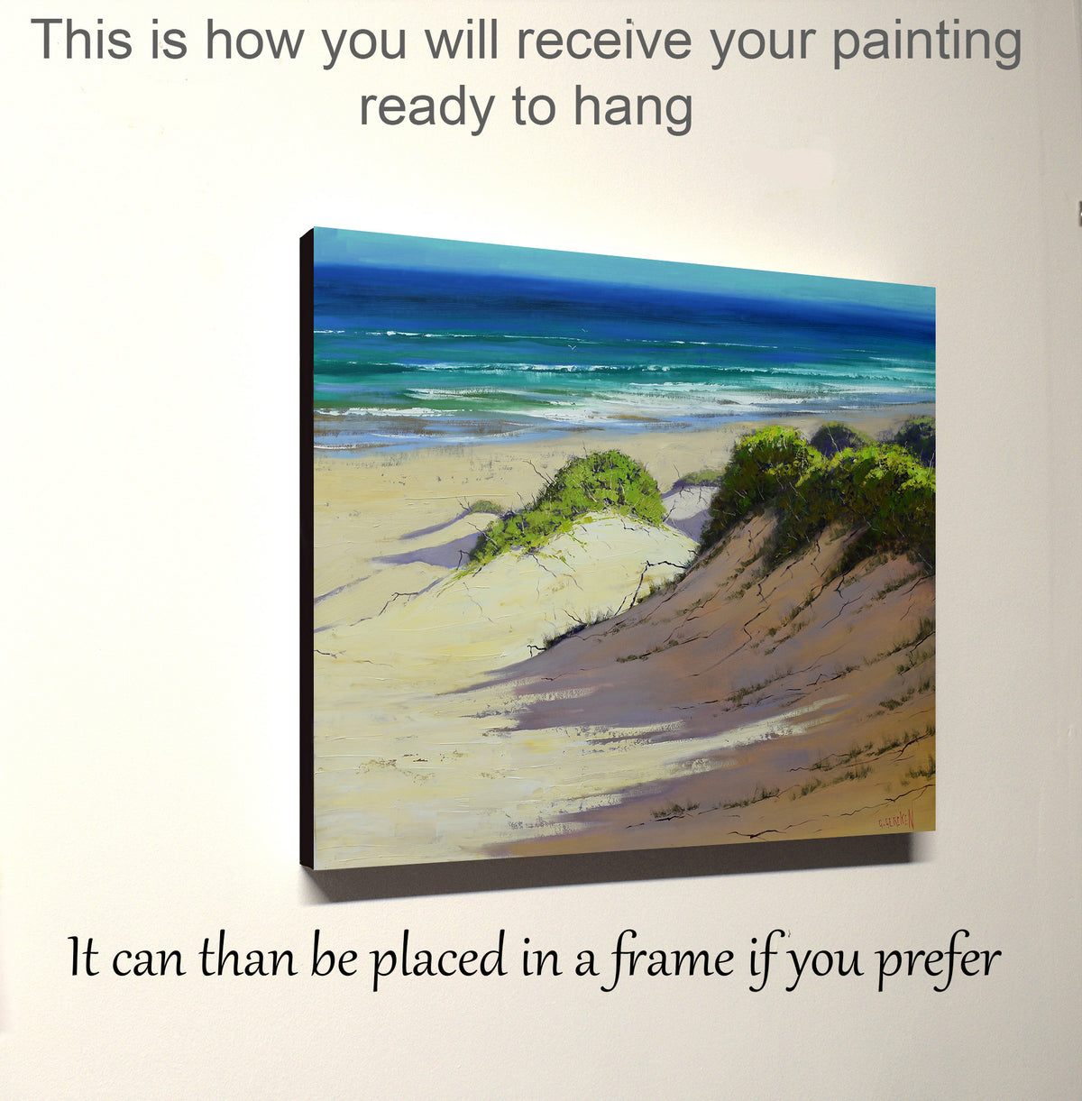 Coastal Sand Dunes and Turquoise Sea – Original Oil Painting by Graham Gercken (30" x 24")