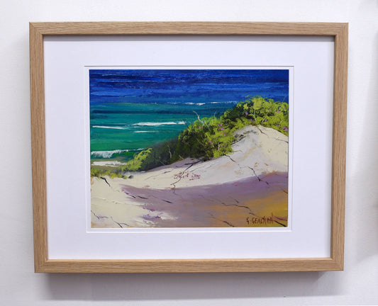 Australian Sandy Beach – Framed Original Seascape Oil Painting