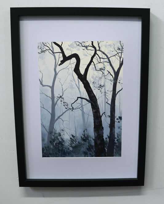 Misty Forest trees | Original framed oil Painting