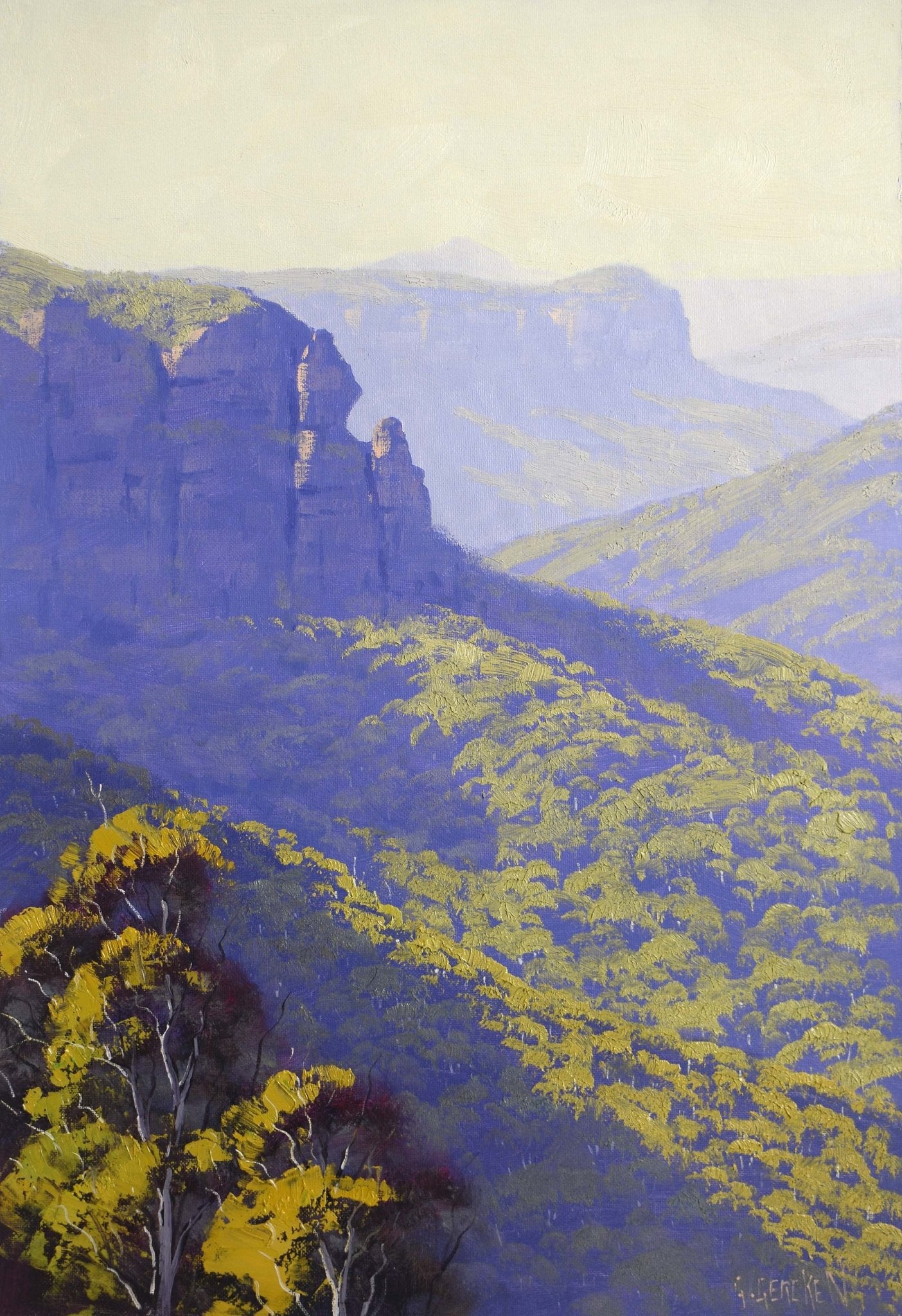 Govetts Leap Blue Mountains Framed Oil Painting | Australian Landscape Art by Graham Gercken