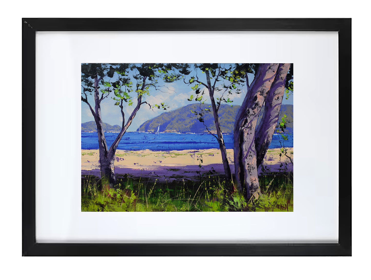 Patonga Beach Framed Oil Painting | Original Australian Coastal Landscape