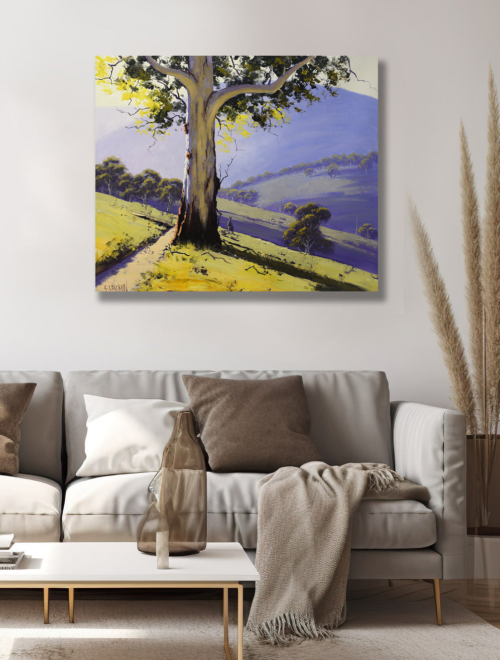 Original Gum Tree & Kangaroo Oil Painting | Australian Landscape | Ready to Hang