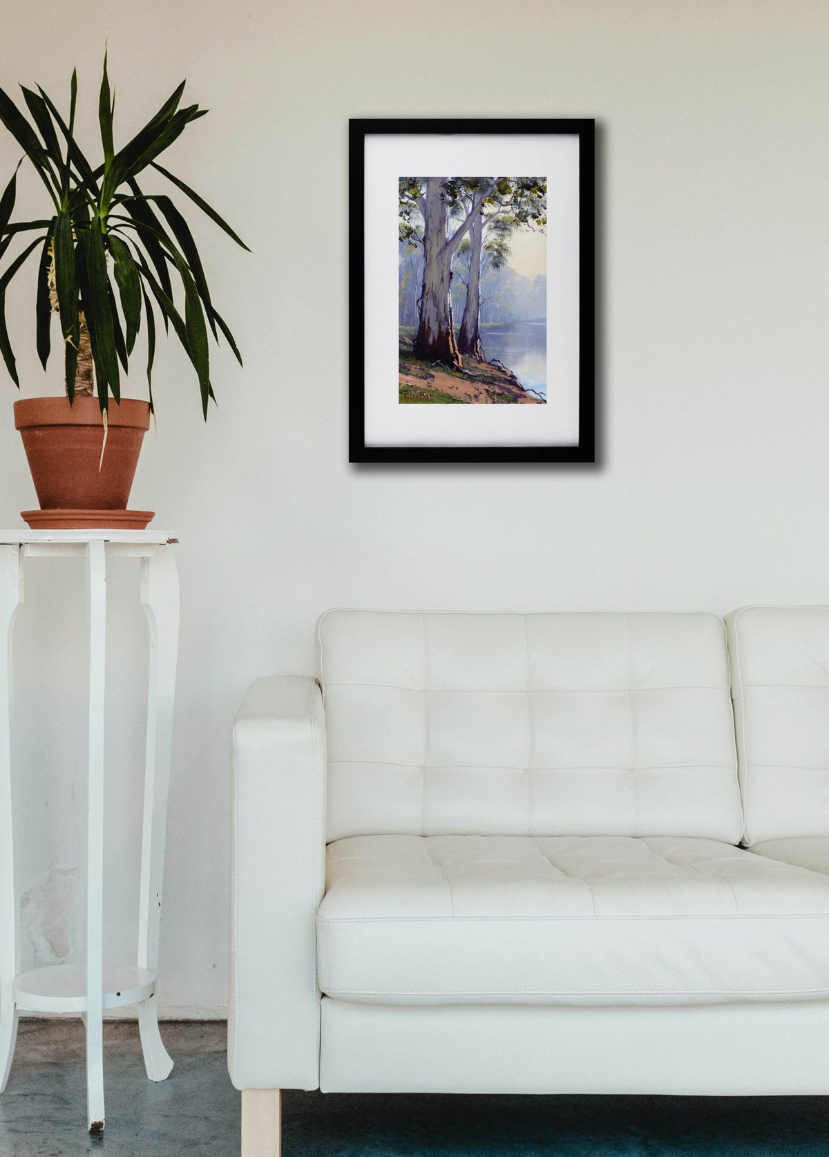 Original Australian Landscape Oil Painting River Gum trees Framed Graham Gercken