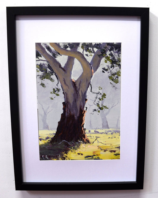 Australian Bush Landscape with Gum Tree – Framed Original Oil Painting
