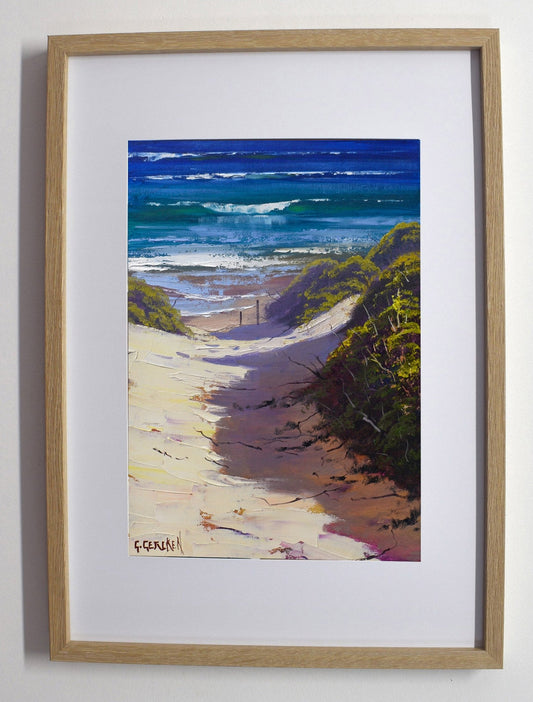Coastal Dune Path – Original Framed Seascape Oil Painting