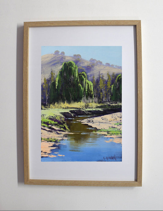 Quiet Bend on a Country Creek – Original Framed Oil Landscape Painting, Australia