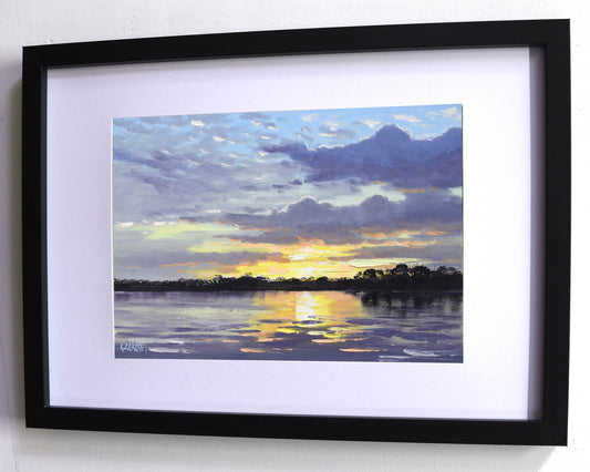 Sunset Reflections – Original Framed Landscape Oil Painting