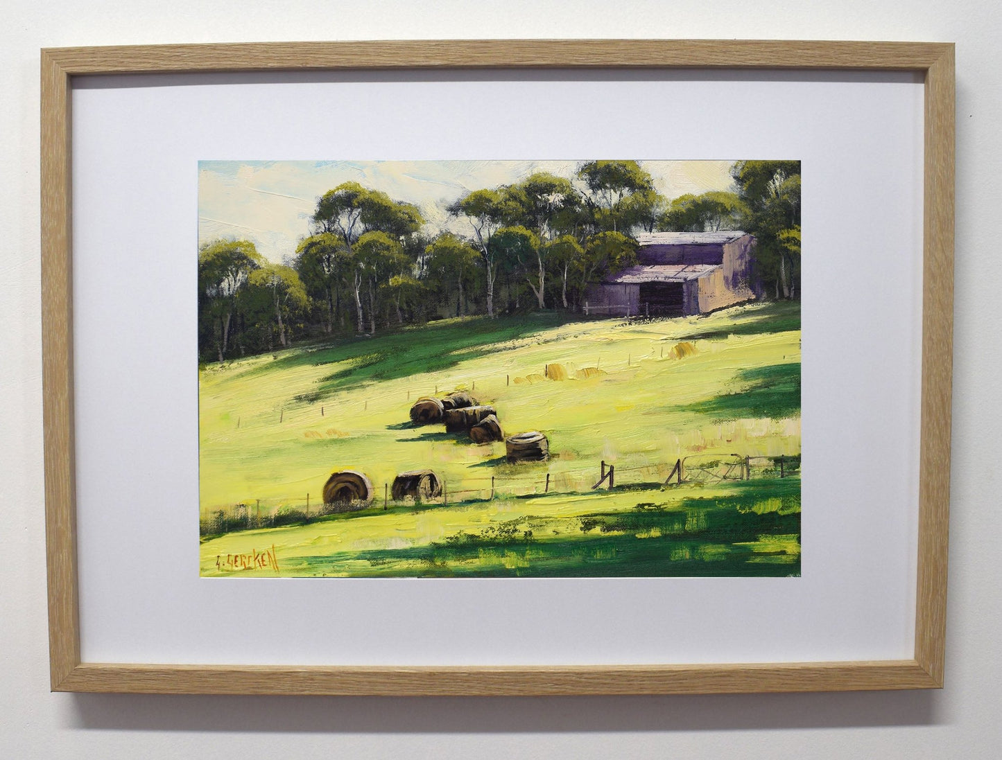 Hay Shed at Cottles Bridge, Victoria – Framed Original Oil Painting by Graham Gercken