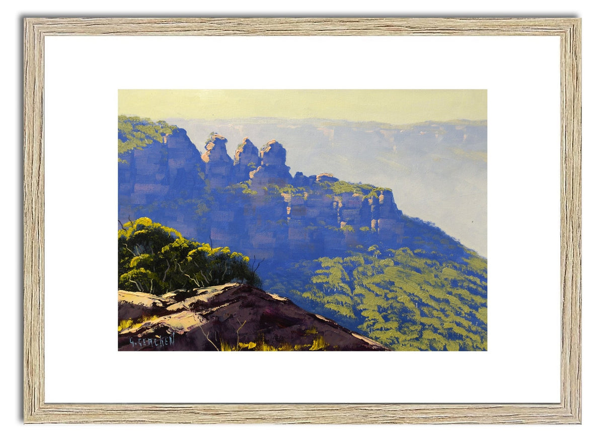 Framed Original Oil Painting of The Three Sisters – Blue Mountains Landscape by Graham Gercken