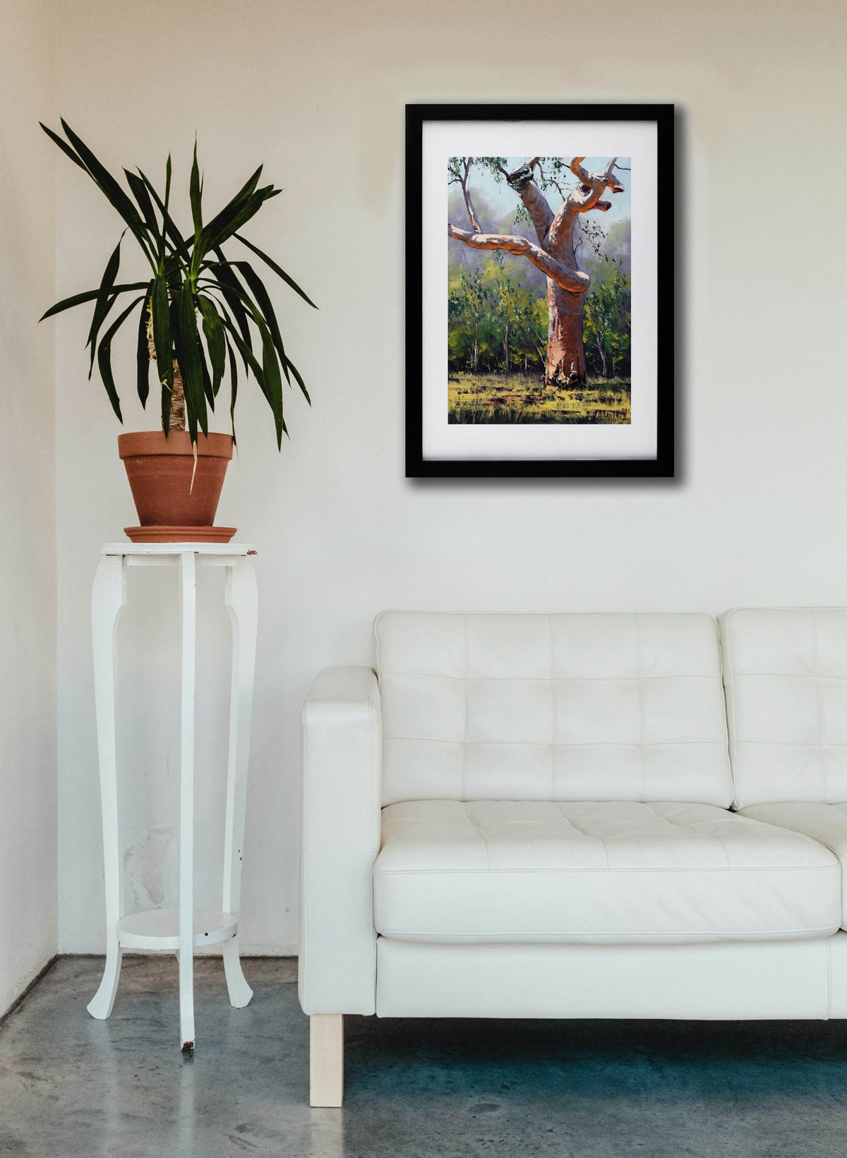 Sydney Coastal Red Gum tree Australian Landscape Framed oil painting G. Gercken