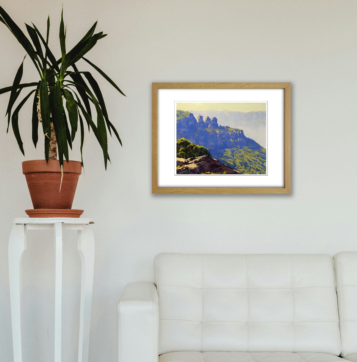 Framed Original Oil Painting of The Three Sisters – Blue Mountains Landscape by Graham Gercken