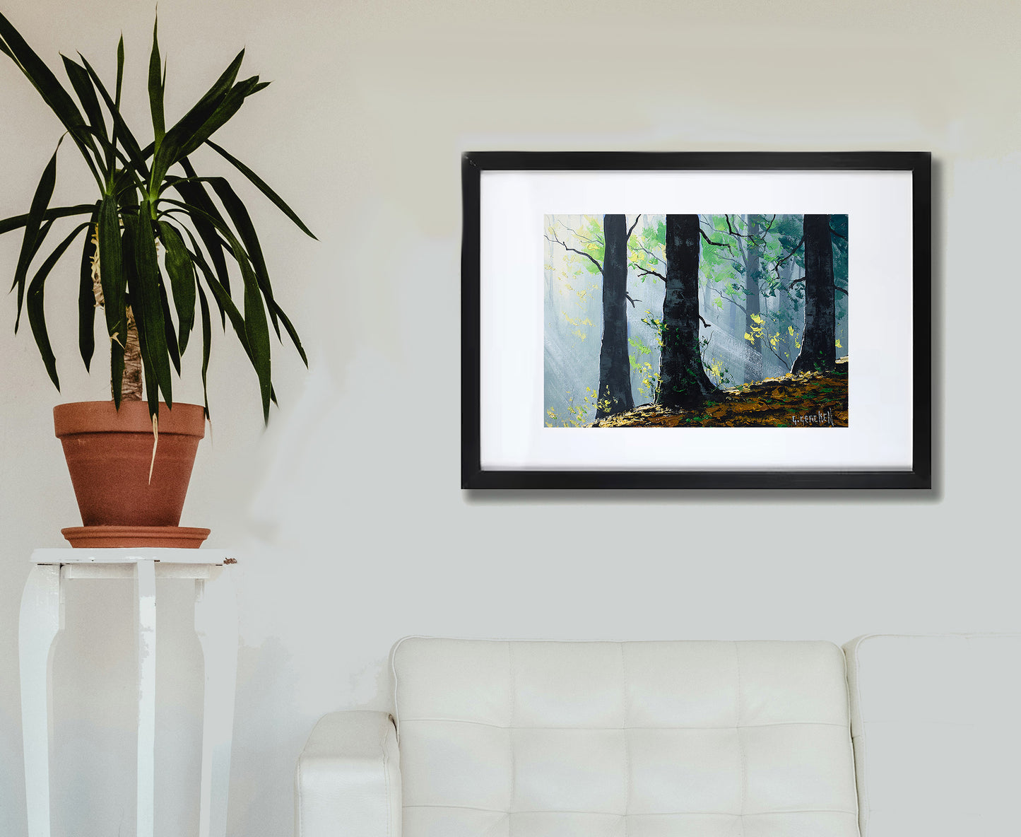 Misty Woodland Glade – Framed Original Forest Oil Painting