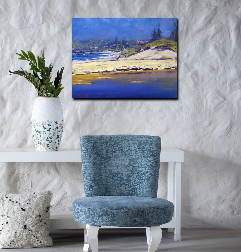 Framed Original Oil Painting – Summer Day at Narrabeen Beach, Sydney | Graham Gercken