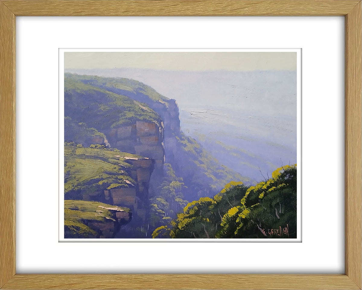 Blue Mountains Original framed oil Painting Katoomba Cliffs by Graham Gercken
