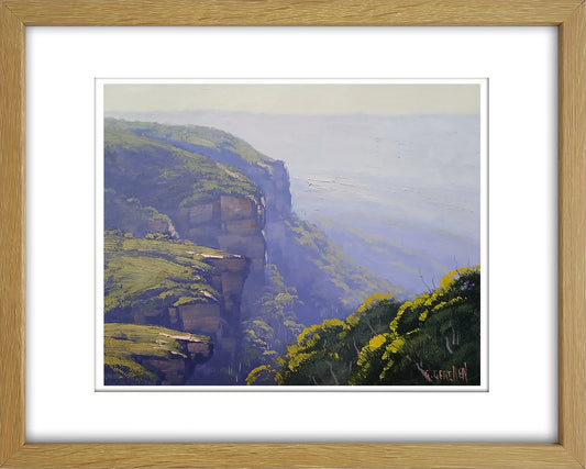 Blue Mountains Original framed oil Painting Katoomba Cliffs by Graham Gercken