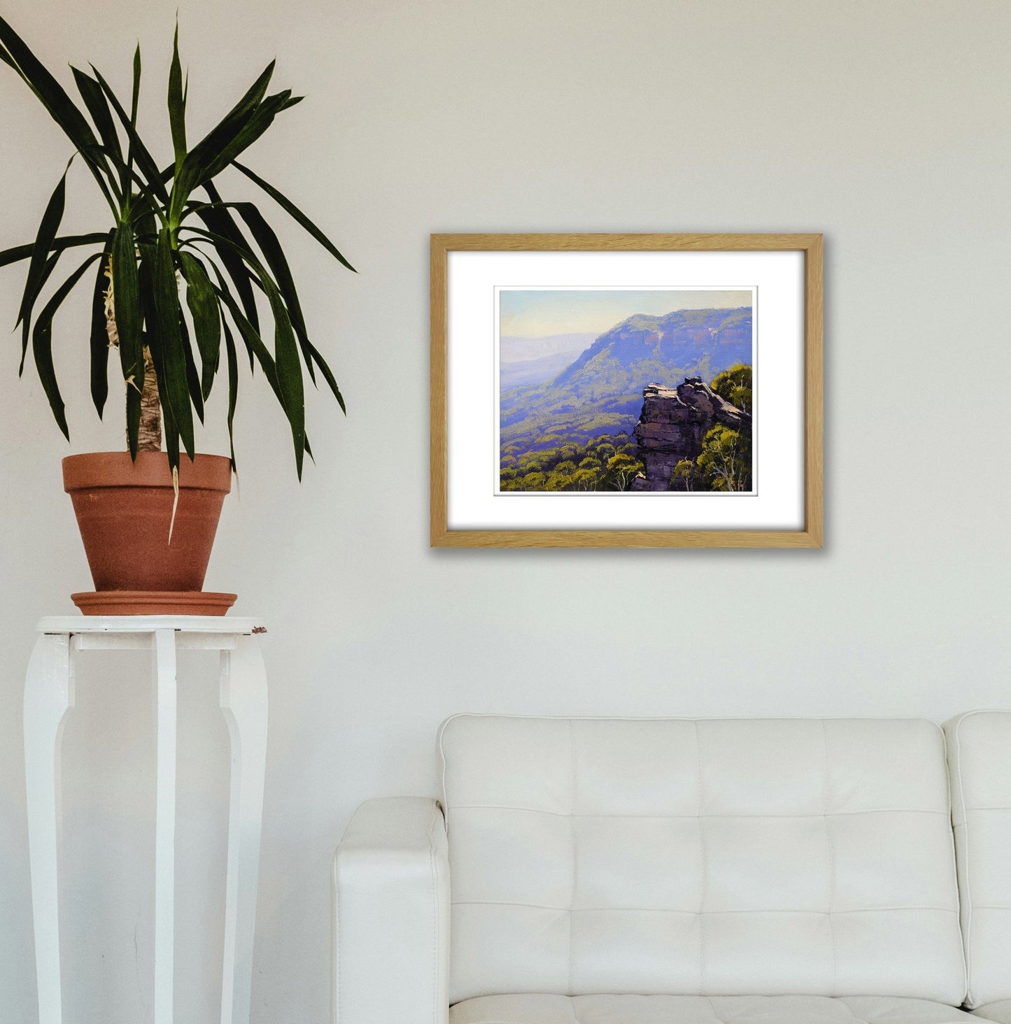 Blue Mountains Cliff Landscape Oil Painting | Framed Original Australian Artwork