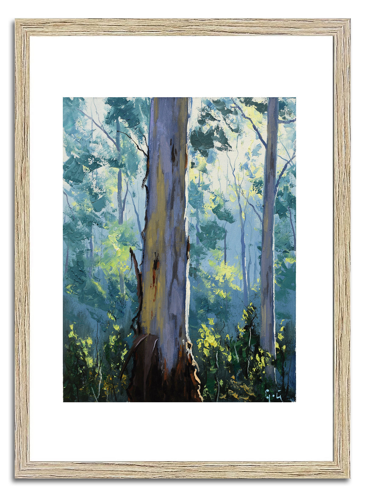 Original Framed Gum Tree Forest Oil Painting