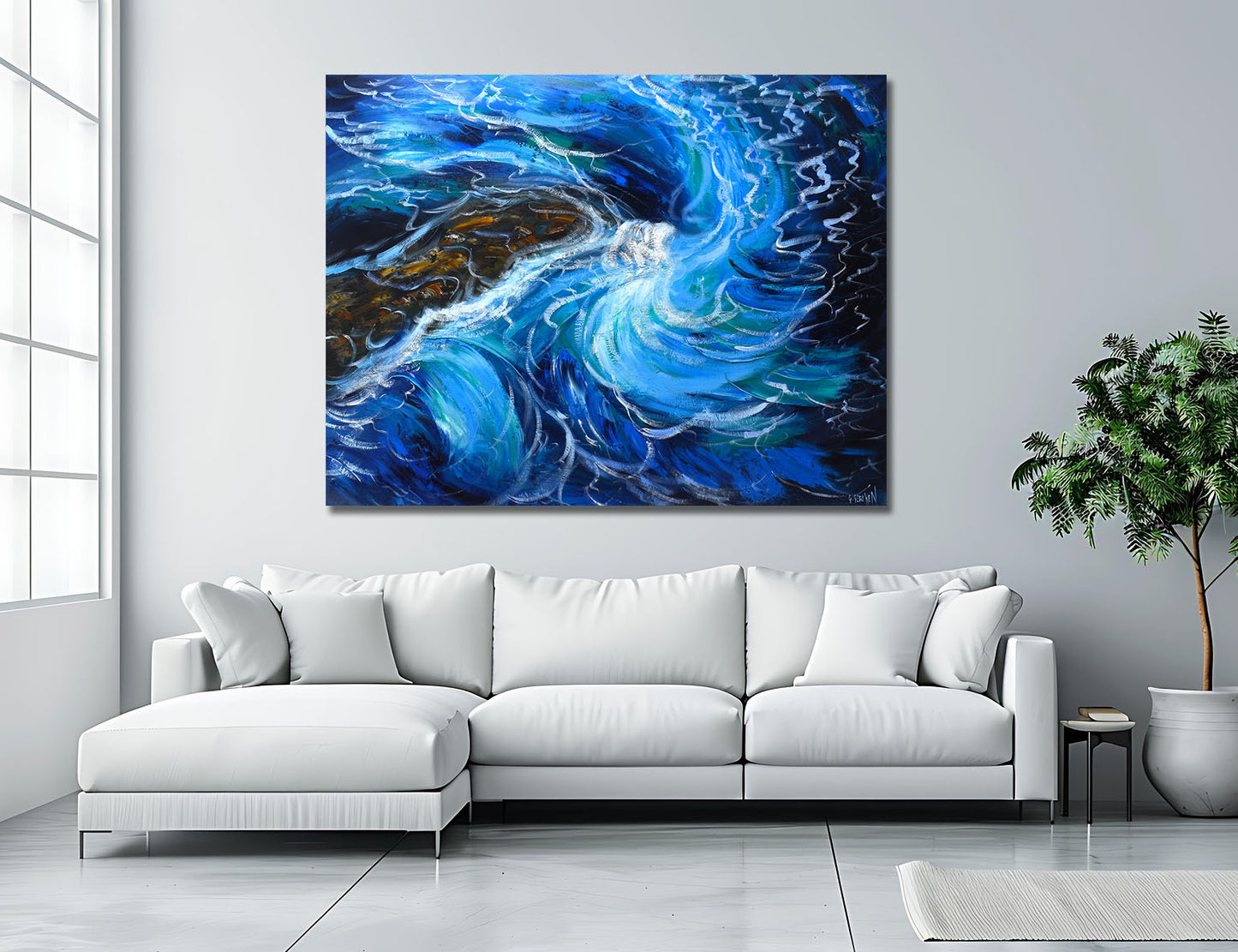 Large Abstract Ocean Wave Oil Painting (36 x 48")