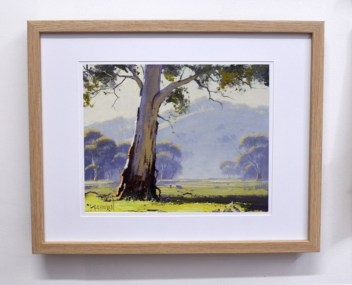 Framed Original Oil Painting of Gum Tree Landscape | Australian Bush Art by Graham Gercken