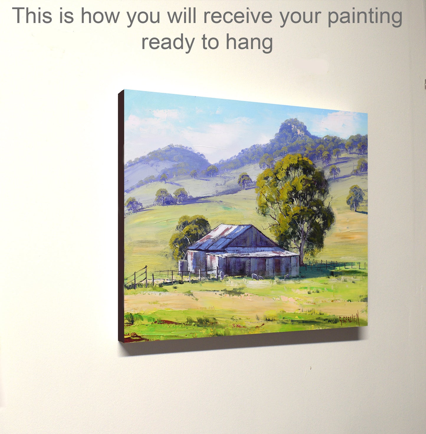 Mudgee Farm Shed Oil Painting – Australian Rural Landscape Art