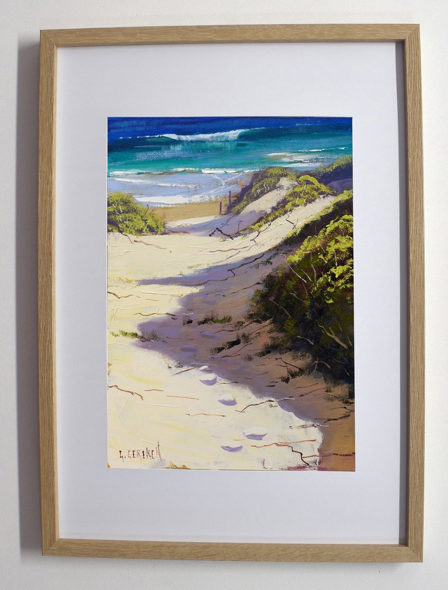 Australian Coastal Dunes Oil Painting Framed Beach Seascape Original Art
