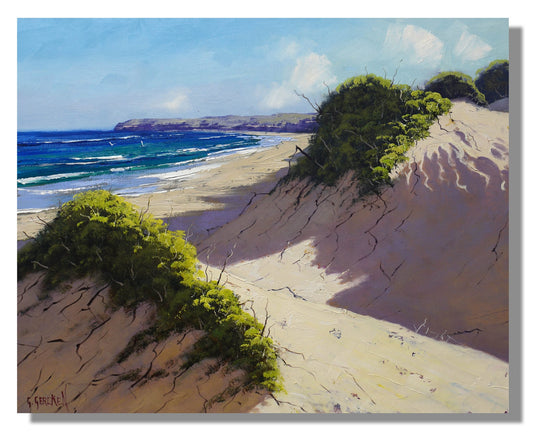 Coastal Sand Dunes and Ocean Headland – Original Australian Seascape Oil Painting