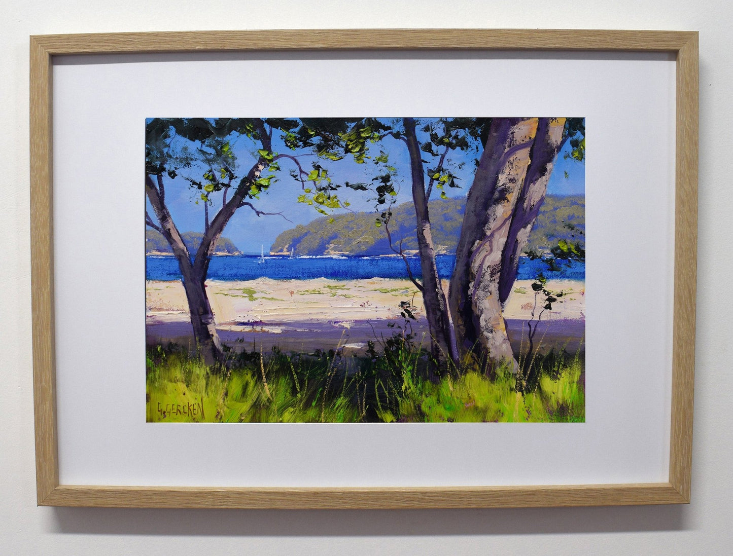 Framed Original Oil Painting of Patonga Beach NSW – Coastal Landscape by Graham Gercken
