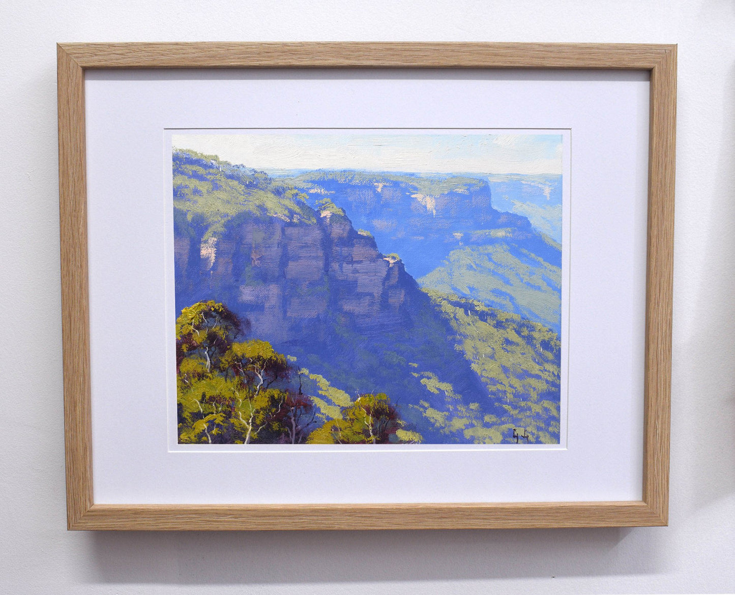 Katoomba Cliffs- The Blue Mountains framed oil painting