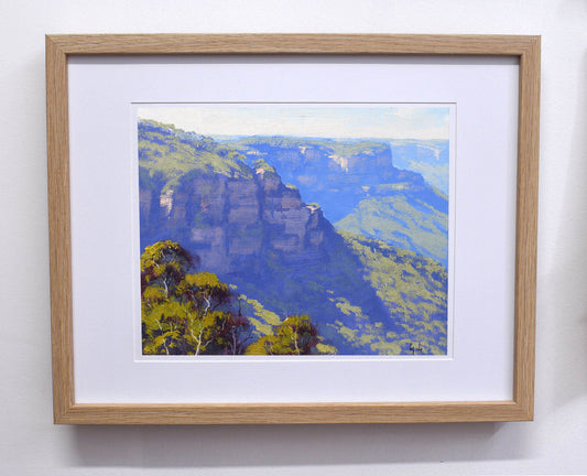 Katoomba Cliffs- The Blue Mountains framed oil painting