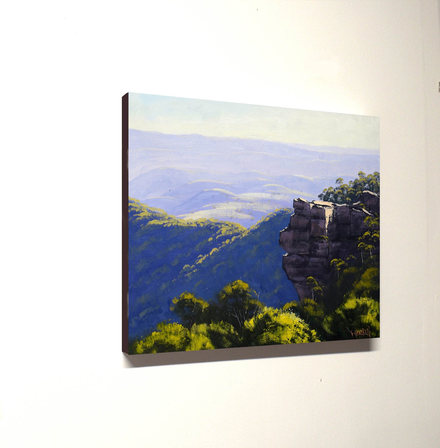 Blue Mountains Landscape Oil Painting – Original Artwork on Stretched Canvas, Ready to Hang