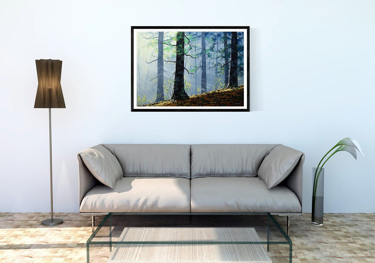 Morning Light Through the Misty Forest – Original Oil Painting by Graham Gercken (30" x 24")
