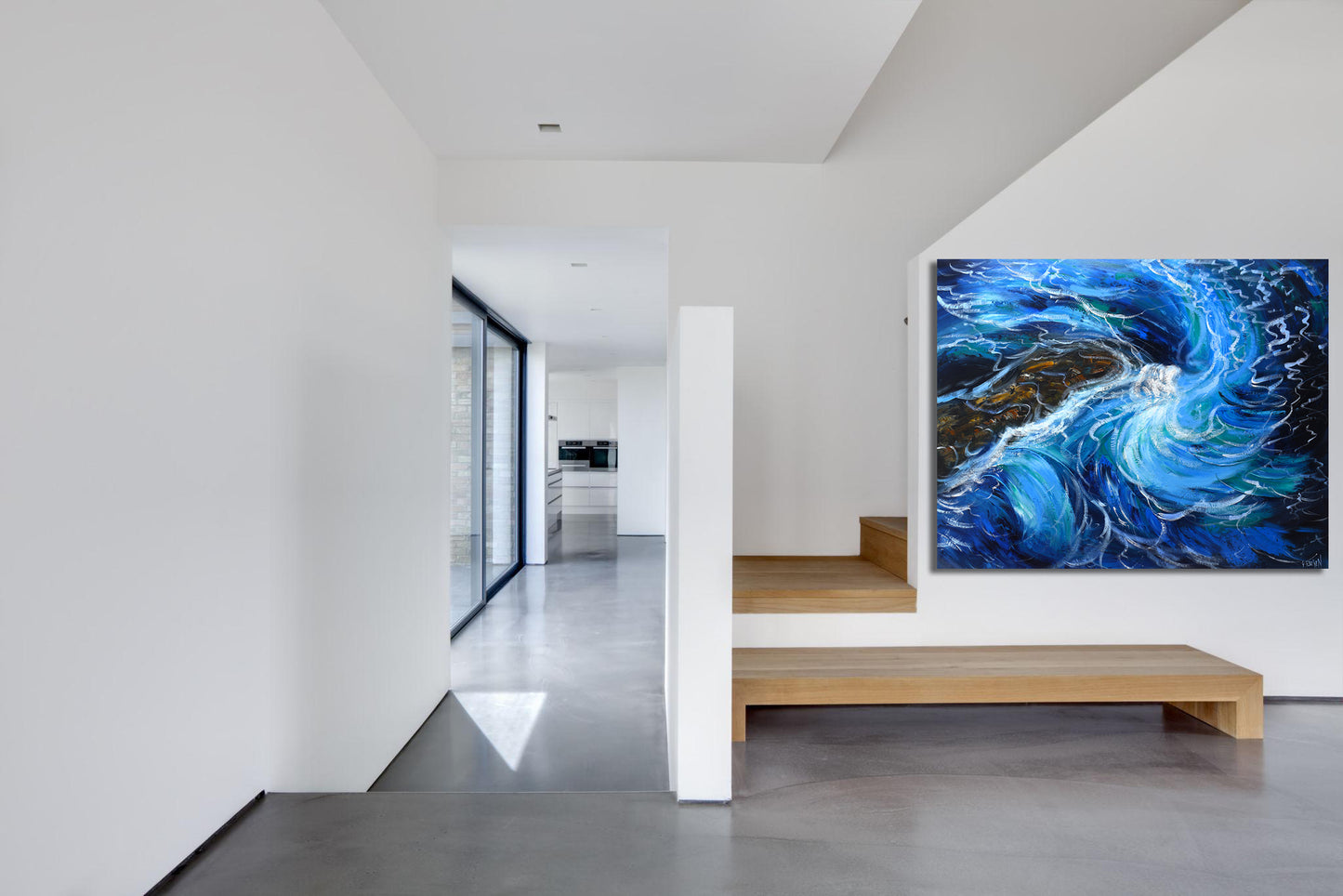 Large Abstract Ocean Wave Oil Painting (36 x 48")