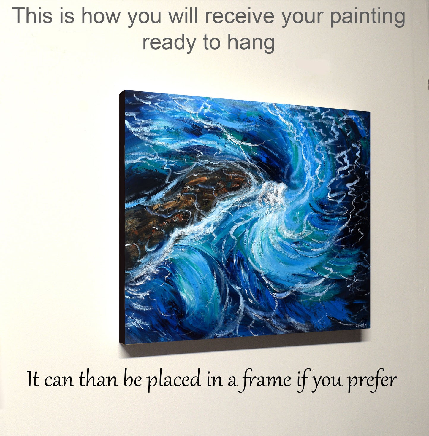 Large Abstract Ocean Wave Oil Painting (36 x 48")
